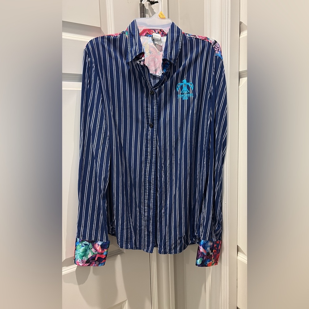 Blue Striped Button-Up Shirt